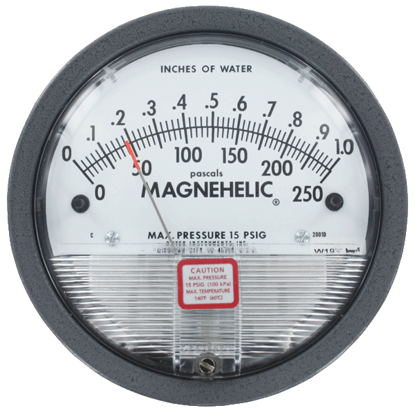 Magnehelic Differential Pressure Gauge 0 to 250 Pascals
