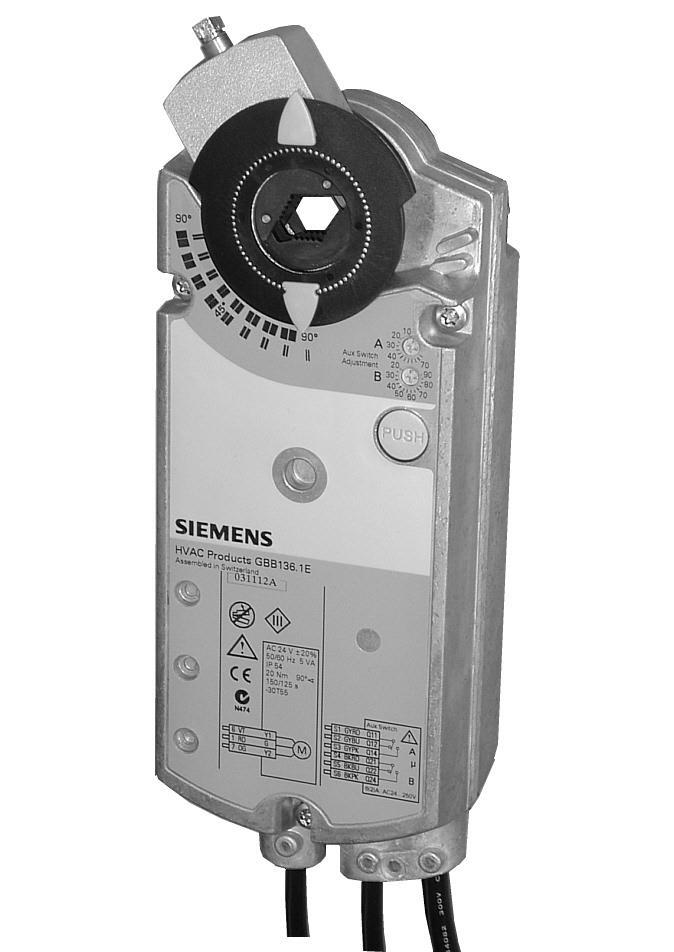Siemens Rotary air damper actuator 35 Nm, without spring return