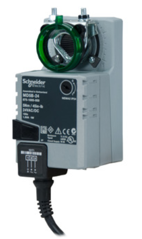 Schneider Electric Damper Actuator, 2-Position, Non-Spring Return, 24Vac/dc, 1m cable, 5Nm