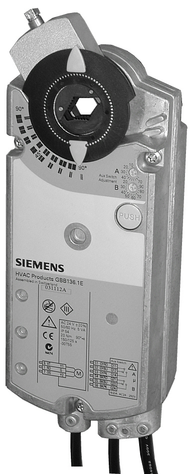 Siemens 35Nm 24VAC 0-10V Control w/ Dual Aux Switches