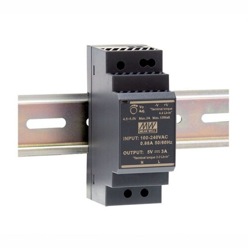 Mean Well AC/DC DIN Rail Mount Power Supply 60W, 24VDC Output